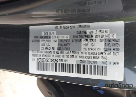 2019 Mazda Cx-9 Signature from USA, damaged, VIN JM3TCBEY6K0331254